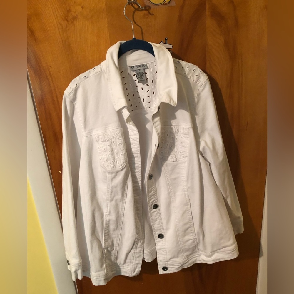 White “Jean” jacket with small cut out details